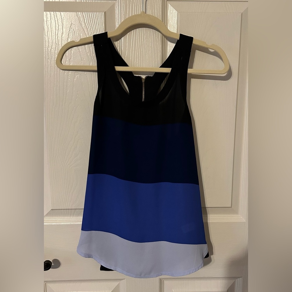 Blue and Black Tank Blouse